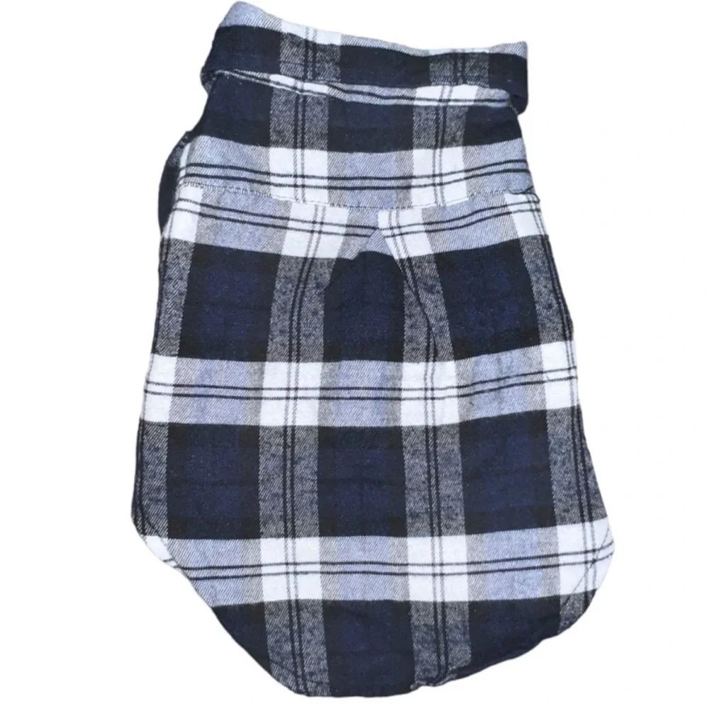 Small / Toy Breed Size XL Blue Plaid Flannel Button Down Dog / Cat Shirt